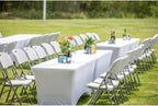 Romig Trestle Folding Chair, White Plastic Blow Mold Seat & Back, No Assembly, Heavy Duty Steel Frame, Portable Event & Commercial Seating