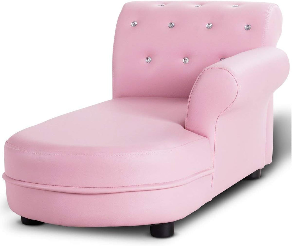 Costzon Kids Couch, 2 in 1 Princess Double Seat Children's Sofa w/PU Leather Surface, Toddler Armrest Chair for Kids Room, Soft Sofa Couch Toy Baby Boys Girls 3-5 Old Birthday