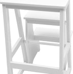 Folding Library Ladder Chair, 3-Step Stool Stepladders Lightweight Portable Multi-Functional Wood Step Ladder for Home,Kitchens, Garages (White)