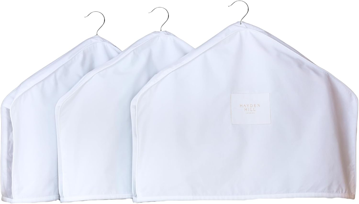 Hayden Hill Luxury Organic Cotton Shoulder Covers - Set of 3 - Clothes Protectors For Hanging Clothes - Dust Covers for Jackets, Clothing and Closet - Carbon Neutral