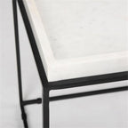 Pemberly Row Square White Marble and Black Metal End Table, 18 in x 18 in x 20 in, Raised Edges, Matte Black Base, Elegant Side Table for Living Room or Bedroom Decor