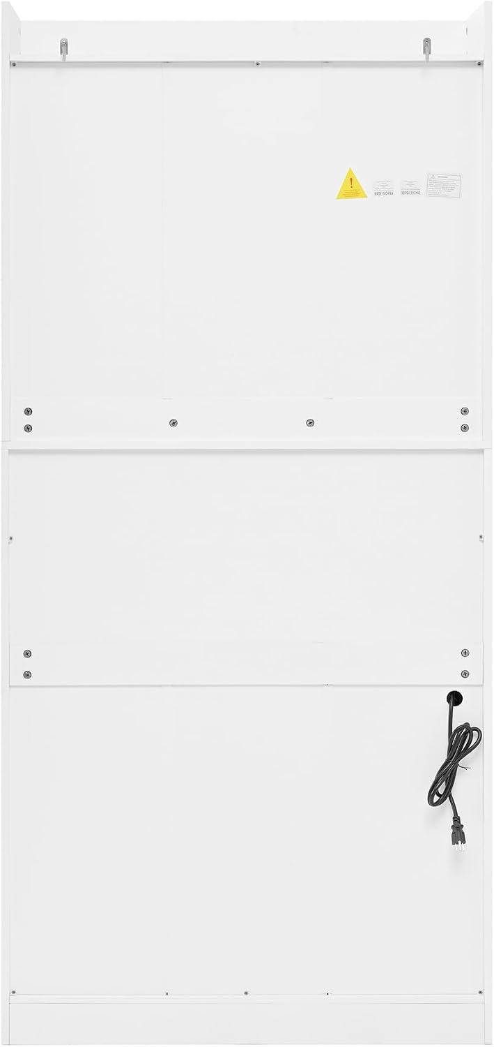 Freestanding Kitchen Pantry Storage Cabinet, 36 * 16.5 * 78 Inch Multifunctional Cupboard with 3 Drawers, Adjustable Shelves and Power Outlet for Dining Room, White