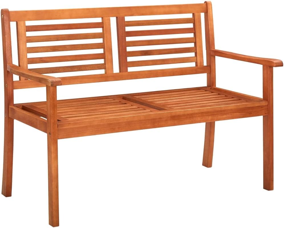 2-Seater Eucalyptus Wood Garden Bench, Outdoor Patio Loveseat with Oiled Finish, Ergonomic Wooden Seat for Backyard, Balcony, and Terrace Seating