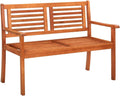 2-Seater Eucalyptus Wood Garden Bench, Outdoor Patio Loveseat with Oiled Finish, Ergonomic Wooden Seat for Backyard, Balcony, and Terrace Seating