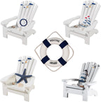 4 Pieces Wooden Adirondack Miniature Chair Ornaments with Nautical Life Ring for Coastal, Ocean, Beach Office Home Decoration Favor