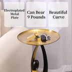 Creative Side Table with Tray Top, Flower Stand, Round End Table, Decorative Accent Piece for Living Room, Home Decor, and Bedside Table(Black)