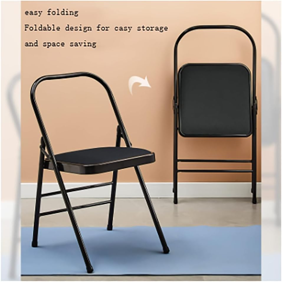 Yoga Folding Chair,Yoga Auxiliary Chair,Iyengar Metal Folding Chair,Reinforced Portable Backless Chair White 31.5in*18.5in*17.3in,Pink