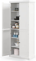 LOKO 4 Door Kitchen Pantry Cabinet, Freestanding Storage Cabinet with Adjustable Shelve, 72.5” Tall Buffet Cabinet for Dining Room, Living Room, Laundry, Home Office (White)