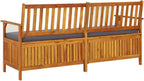 Patio Wood Storage Bench with Seat Cushion, Outdoor Wooden Storage Bench with Comfort Backrest for Porch Backyard Poolside, -776