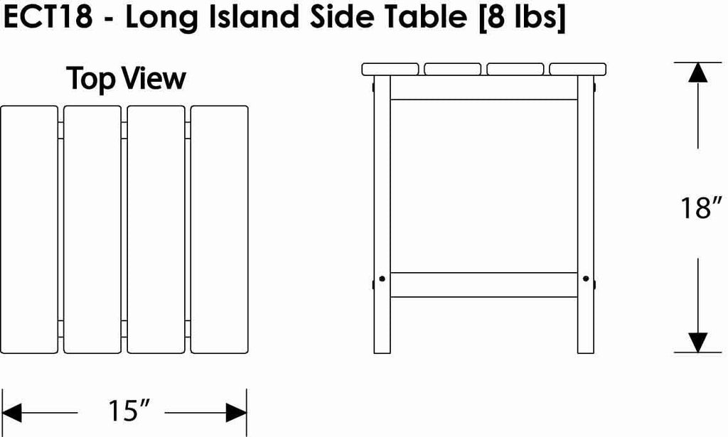 Polywood Classic Adirondack Chair & Long Island Side Table Bundle, Black