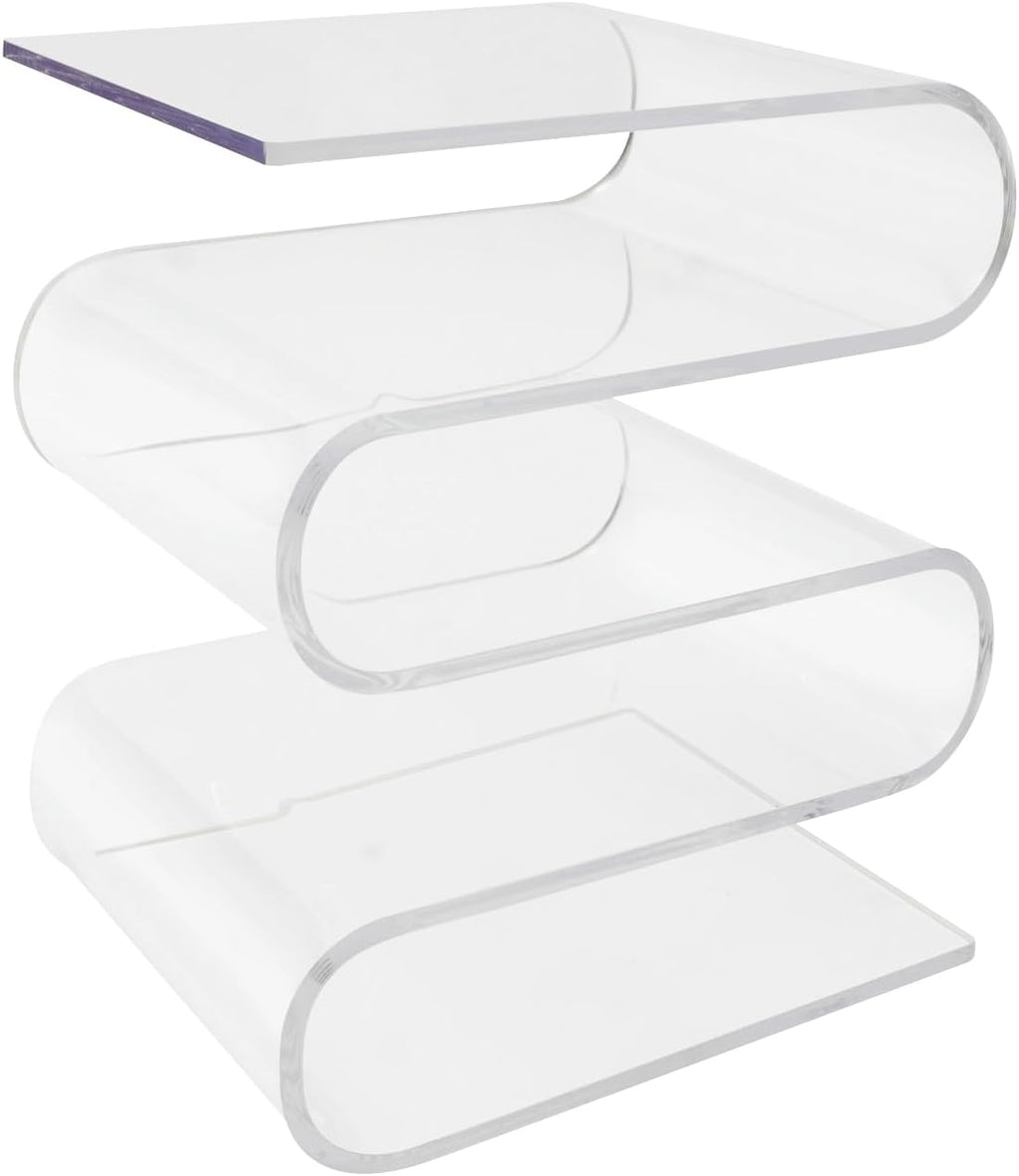 Side Table 5-Tier Magazine Holder with Each Layer of Bearing(11.02 Lbs) & Product Size（16 * 11 * 14 in） S Shape Side Table Creative Nightstand for Bedrooms, Living Rooms, Balconies, Bookstores(Clear)