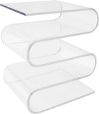 S-Shaped End Table, Clear Acrylic Nightstand, Multipurpose Side Table for Bedrooms, Living Rooms, Balconies, Bookstores