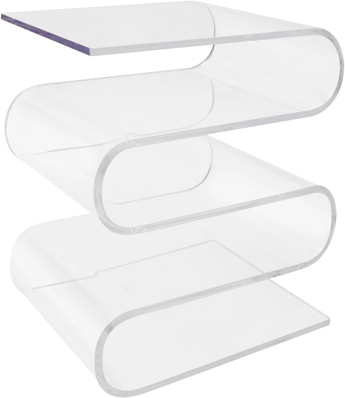 S-Shaped End Table, Clear Acrylic Nightstand, Multipurpose Side Table for Bedrooms, Living Rooms, Balconies, Bookstores