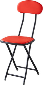 1 Piece Folding Chairs Stools- Multipurpose Stacking Metal Chair- Foldable Design for Small Spaces,Hollow High Back Support(Red)
