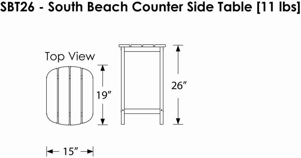 South Beach 26" Counter Side Table (Slate Grey)