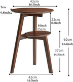 Round Wood Side Tables Coffee Table Accent Table with Storage 2 Tier End Tables Storage Shelf for Small Space Heavy Duty(Natural)