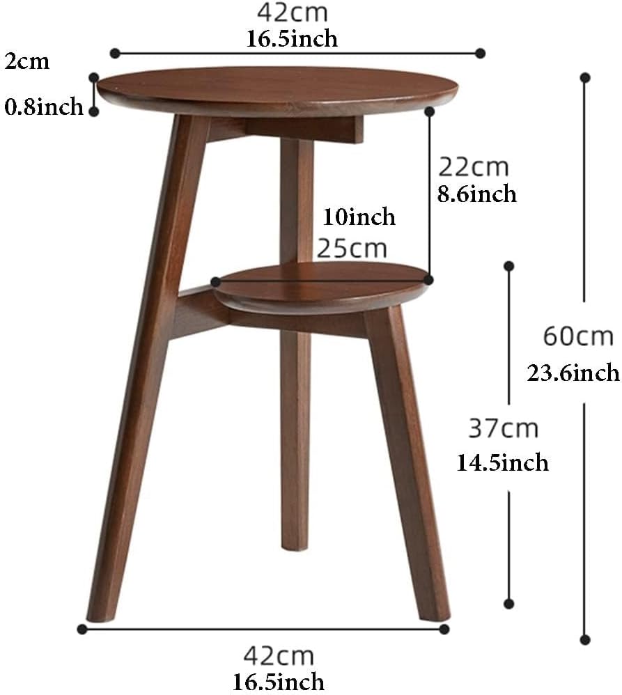 Round Wood Side Tables Coffee Table Accent Table with Storage 2 Tier End Tables Storage Shelf for Small Space Heavy Duty(Natural)