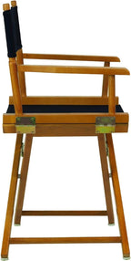 HomeStock Antique 18" Director's Chair Solid Wood Folding Chair with Armrests, Canvas Seat, Compact Foldable Frame, 33.75 x 21.75 x 16 in, 18 in Seat Height, Weighs 10 lb Navy blue/18-Inch Honey Oak