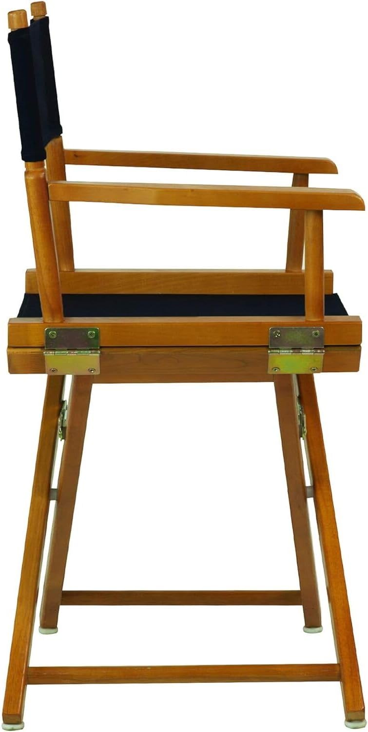 HomeStock Antique 18" Director's Chair Solid Wood Folding Chair with Armrests, Canvas Seat, Compact Foldable Frame, 33.75 x 21.75 x 16 in, 18 in Seat Height, Weighs 10 lb Navy blue/18-Inch Honey Oak