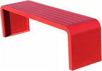 Garden Bench Outdoor Weatherproof Porch Benches Curved Backless Natural Style Oiled Finish Never Deformation or Fade fit for Porch Pool Garden Lawn Clearance(Red,150cm/59in)