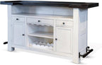 Pemberly Row 78" Farmhouse Wood Bar Unit with Foot Rail, Adjustable Shelves, Removable Wine Rack, Stemware Storage, in Espresso Finish