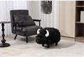 Pemberly Row Harry the Cow Storage Ottoman, Black Faux Fur Upholstery, Wood Frame, Hidden Storage, 14.96" W x 24.8" D x 14.56" H, Kids' Room, Playroom, or Living Room Furniture