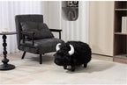 Pemberly Row Harry the Cow Storage Ottoman, Black Faux Fur Upholstery, Wood Frame, Hidden Storage, 14.96" W x 24.8" D x 14.56" H, Kids' Room, Playroom, or Living Room Furniture