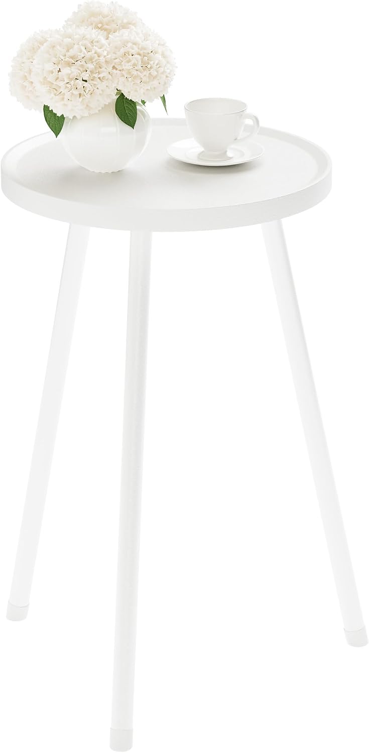 Small Couch Side Table, Drink Table, Mini Round End Table, Coffee Table, Snack Table for Small Spaces, Living Room, Bedroom, Sofa LET520W