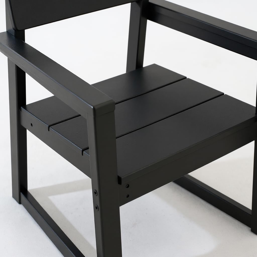 Black HDPE Outdoor gArmchairs with backres Modernist Designt Chairs