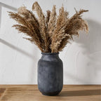SIDUCAL Rustic Farmhouse Flower Vase | 9.5 Inch Large Ceramic Vase | Pampas Grass | Modern Farmhouse Decor for Home Decor, Table, Living Room Decoration, Shelf Decor, Mantel, Black