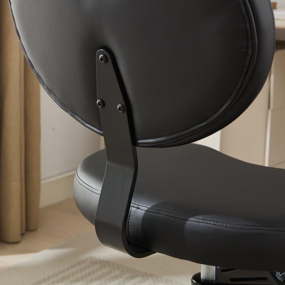 Saiveina Meditation Chair Plus, Cross Legged Chair with Wheels, ADHD Chair, Criss Cross Desk Chair with Lumbar Support and Adjustable Stool, Flexible Design for Fidgety Sitters, Black PU