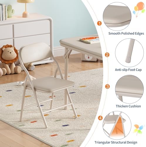 IDEALHOUSE 7 Piece Folding Kids Table and Chairs Set, Activity Table Set | 7 Piece Set for Dining Room,Daycare,Classrooms