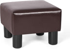 Homebeez 13" Small Footstool PU Leather Ottoman Footrest Modern Home Living Room Bedroom Square Stool with Padded Seat Plastic Legs, Dark Brown
