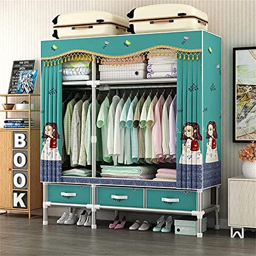 Portable Wardrobe Cloth Wardrobe Large Wardrobe,Simple Portable Wardrobe Multifunction Bedroom Wardrobe Storage Partition Suspension Storage Wardrobe,D,172 * 240 * 45cm Port