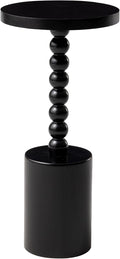 COZAYH Farmhouse Pedestal End Table, Rustic Wood Drink Table with Base, Round Martini Table for Small Space Living Room, Bedroom, Black