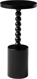 COZAYH Farmhouse Pedestal End Table, Rustic Wood Drink Table with Base, Round Martini Table for Small Space Living Room, Bedroom, Black