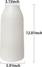 hjn 12 Inch White Ceramic Vase for Flowers, Matte Tall Modern Vase for Decor Minimalist Flower Vase for Home Decor Living Room Tabletop Centerpiece