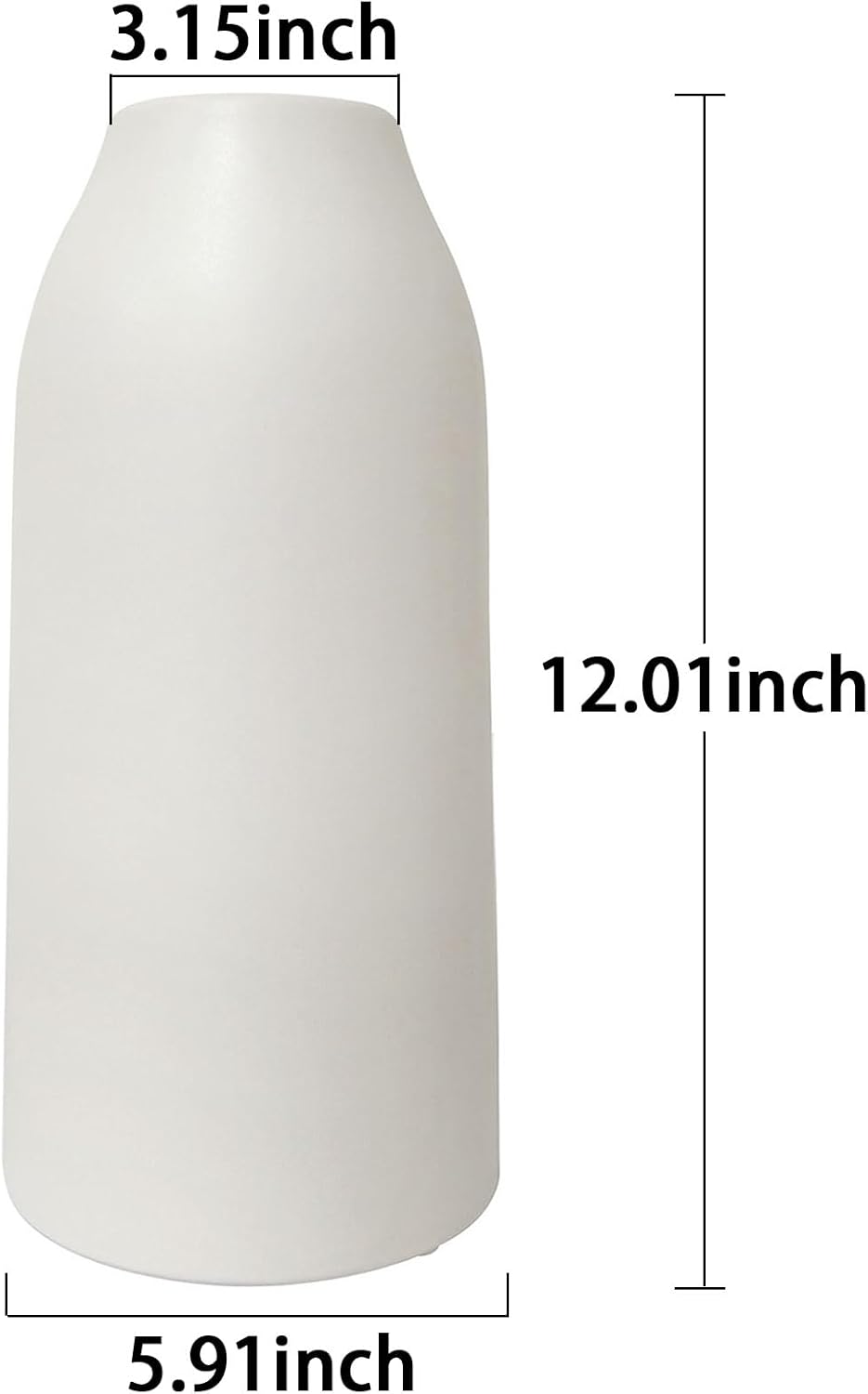 hjn 12 Inch White Ceramic Vase for Flowers, Matte Tall Modern Vase for Decor Minimalist Flower Vase for Home Decor Living Room Tabletop Centerpiece