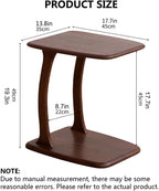 Solid Wood Side Table with Sturdy Base, C Shaped End Table for Couch,Couch Tables That Slide Under,2 Tier End Tables for Small Spaces, Living Room, Bedroom