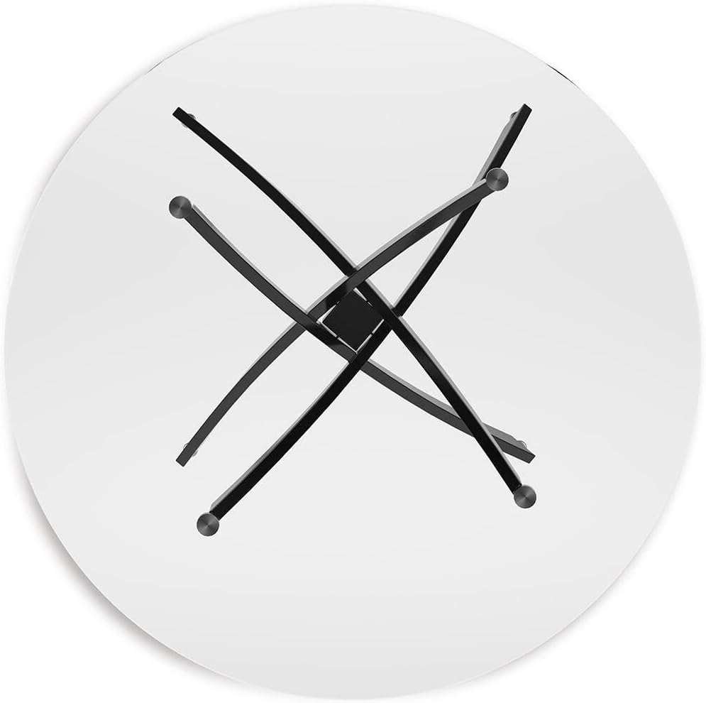 Signature Design by Ashley Pharwynn Modern Glass Tabletop Dining Table with Cross-Shaped Base, Black