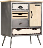 Mid-Century Modern Sideboard in Natural Mango Wood with Steel Accents, 4 Drawers and Spacious Cupboard for Living Room Dining Room Hallway Storage, Industrial Style Durable