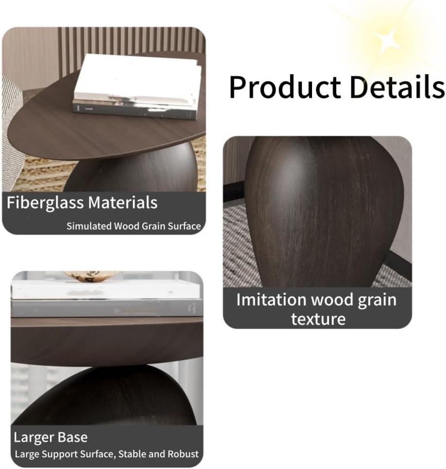 Fiberglass Side Table, Modern Small Coffee Table, Minimalist Accent Tables for Living Room, Bedroom, Small Spaces