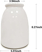 White Ceramic Vase Modern Minimalist Table Centerpiece, Round Smooth Flower Holder for Living Room, Shelf, Mantel, Wedding & Home Decor-8.27" H