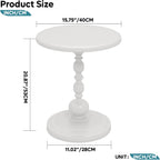 Pinmoco Round Side Table, Metal End Table, Intricate Vintage Patterns, Sturdy and Solid Base, Anti-Rust and Waterproof Small Coffee Table for Living Room, Bedroom, Balcony, White