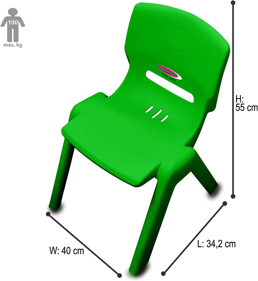 Jamara Smiley Children's Chair up to 100 kg Green Stackable Robust Plastic Suitable for Indoor and Outdoor Use, Acacia