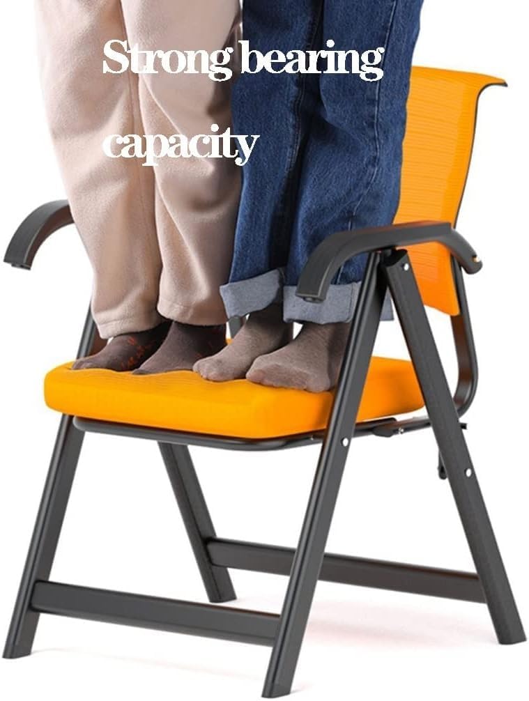 Ergonomic Upholstered Conference Chair with Folding Nesting Design and Padded Fabric Seat for Office(Blue)
