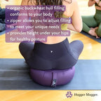 Hugger Mugger Zafu Meditation Cushion - Support in Cross-Legged Sitting, Buckwheat Filled, Durable Fabric, Convenient Handle, Handmade in USA