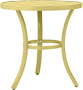 Outdoor Round Side Table, Small Metal Table Patio End Table Coffee Bistro Table for Indoor Outdoor (Light Yellow)