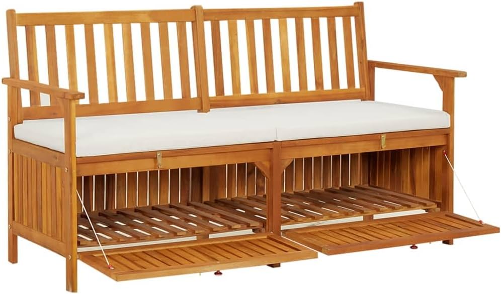 Solid Wood Outdoor Storage Bench, Wooden Deck Box with Seating & Armrest, Patio Organizer with Seat for Garden Porch Deck Backyard Poolside, -792