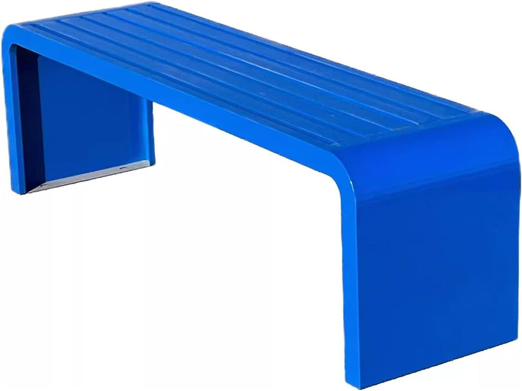 Garden Bench Outdoor Weatherproof Porch Benches Curved Backless Natural Style Oiled Finish Never Deformation or Fade fit for Porch Pool Garden Lawn Clearance(Blue,120cm/47in)